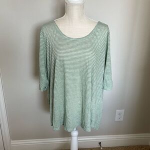 Lauren Ralph Lauren Green & White Striped T-shirt Size 3X